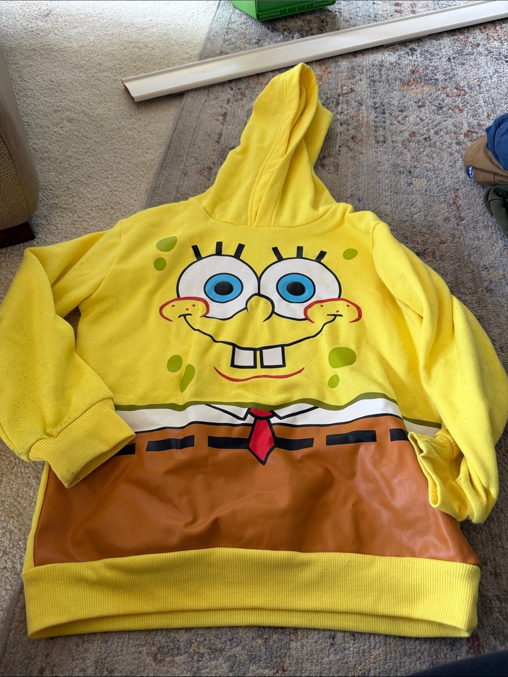 SpongeBob Squarepants Yellow Character Pullover Hoodie with Brown Panel